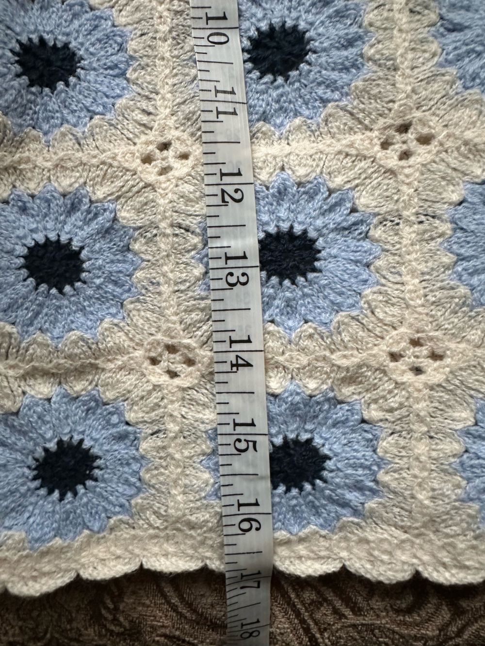 Rebellion Again Blue Floral Crochet Knit Crop Tank Top Medium Boho Festival - Picture 6 of 8